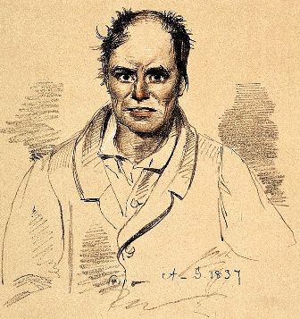 Lithograph: A man diagnosed with melancholia and at a risk of suicide, 1837